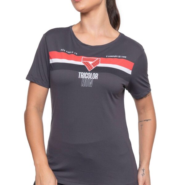 Camiseta Tricolor Run 2023 Cinza Escuro Feminina